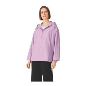 EILEEN FISHER XL Lilac Organic Cotton Nylon Travel Pullover Hoodie ¼ Zip Jacket